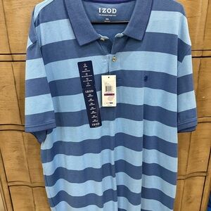 Izod Men's Polo Shirt in Light and Dark Blue Stripes